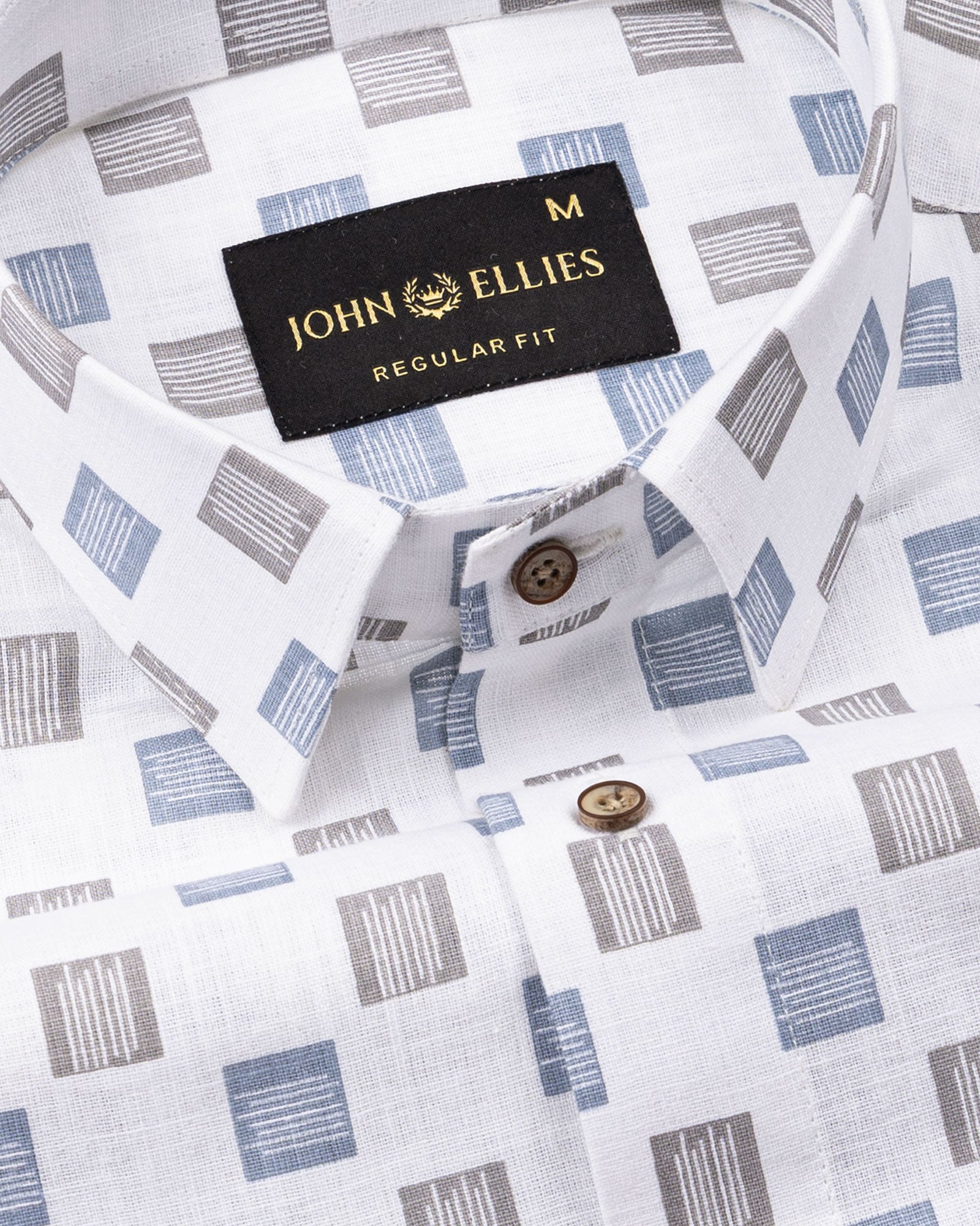 Kairow Grey Printed Linen Shirt - John Ellies