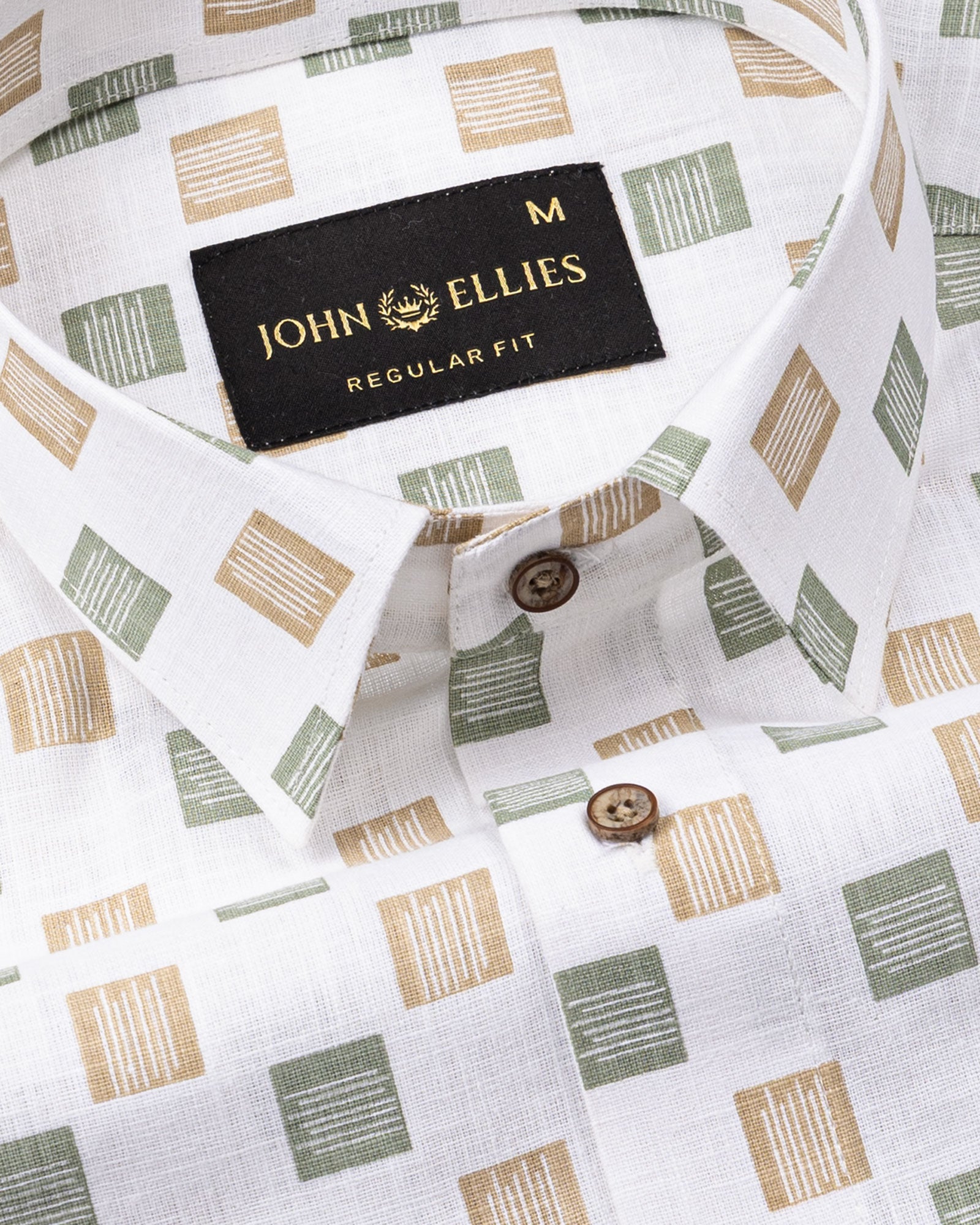Kairow Olive Printed Linen Shirt - John Ellies