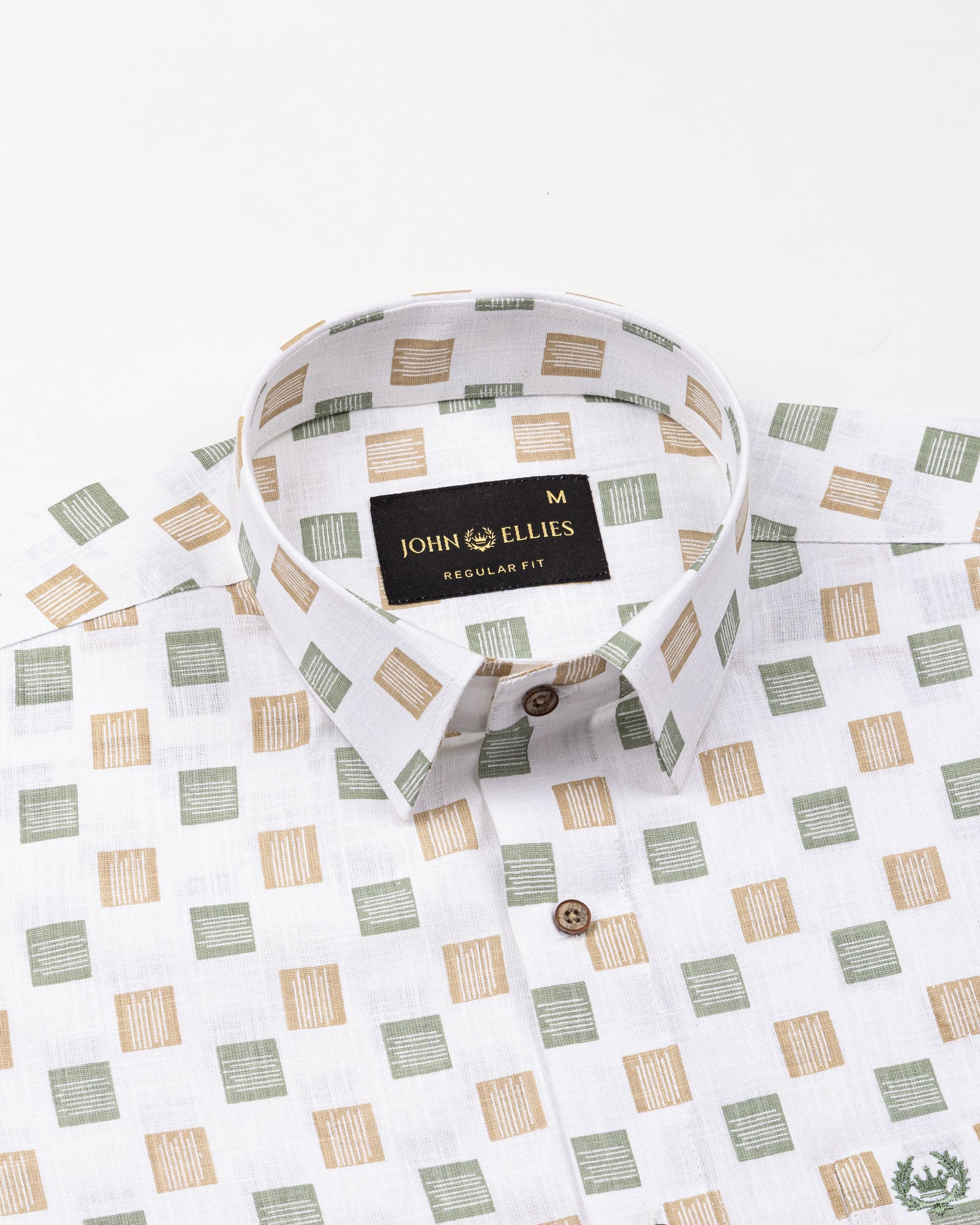 Kairow Olive Printed Linen Shirt - John Ellies