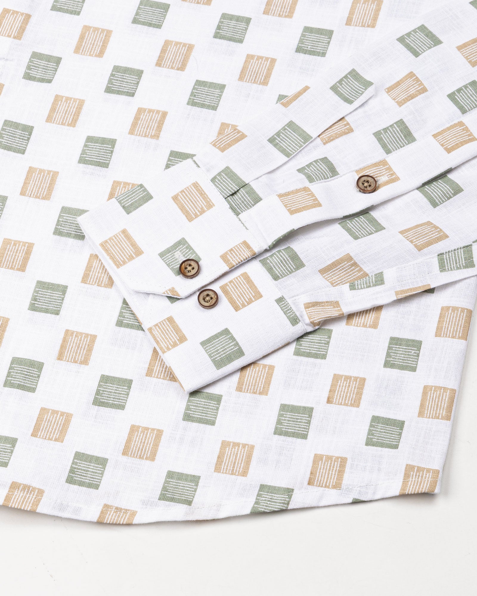 Kairow Olive Printed Linen Shirt - John Ellies