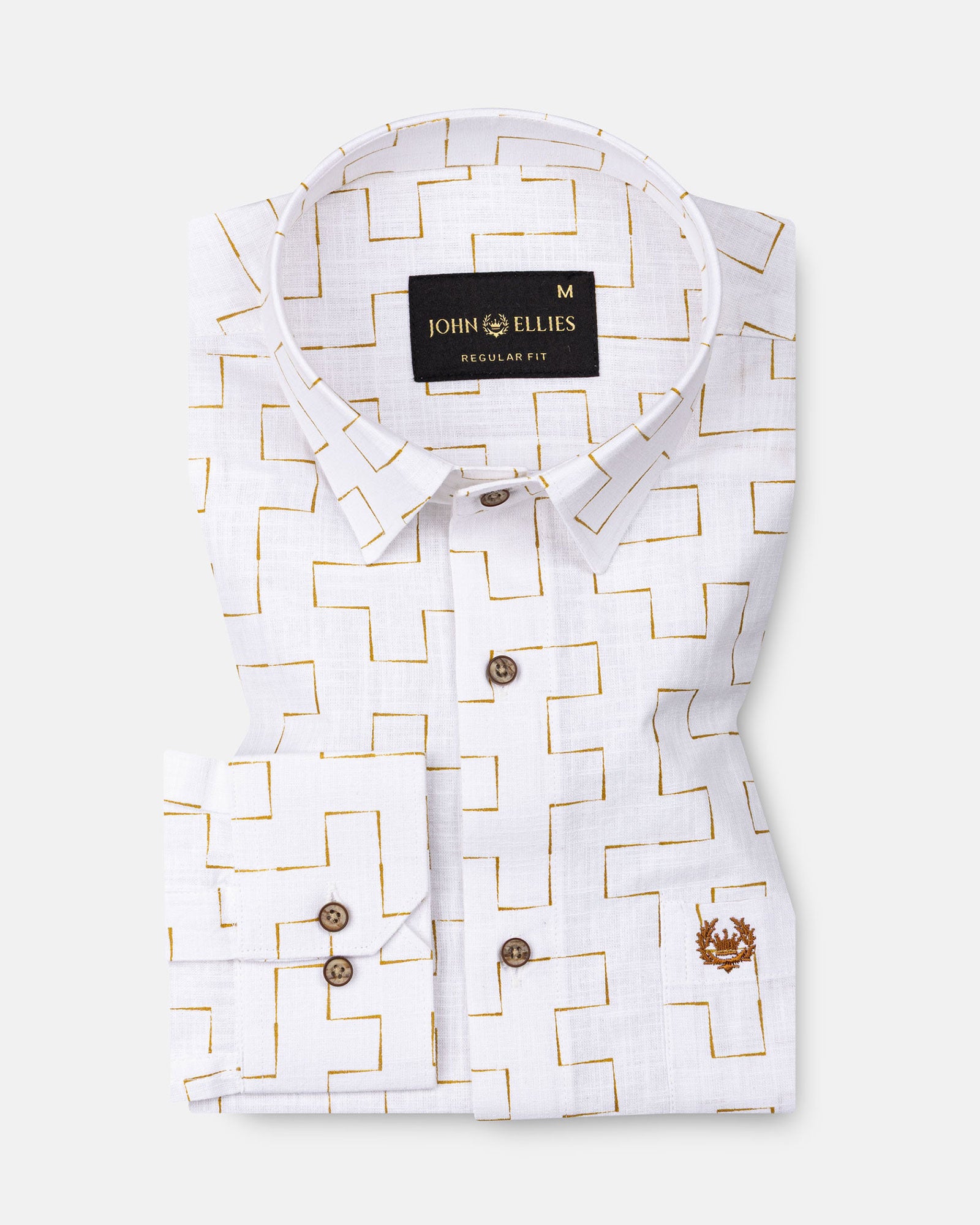 Kairow Yellow Printed Linen Shirt - John Ellies