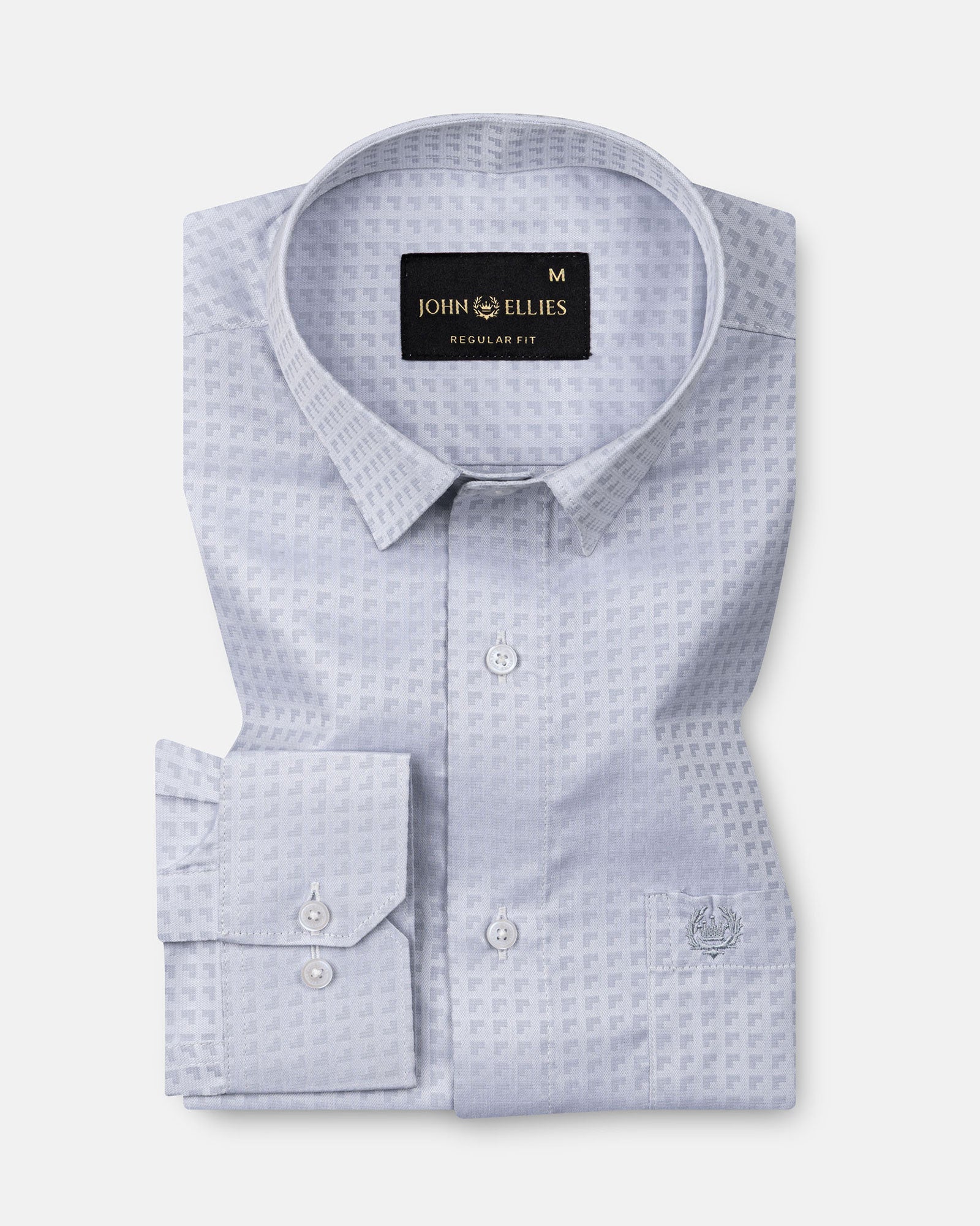 Scrawl Silver Cotton Dobby Shirt - John Ellies