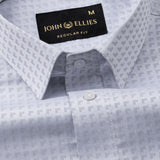 Scrawl Silver Cotton Dobby Shirt - John Ellies
