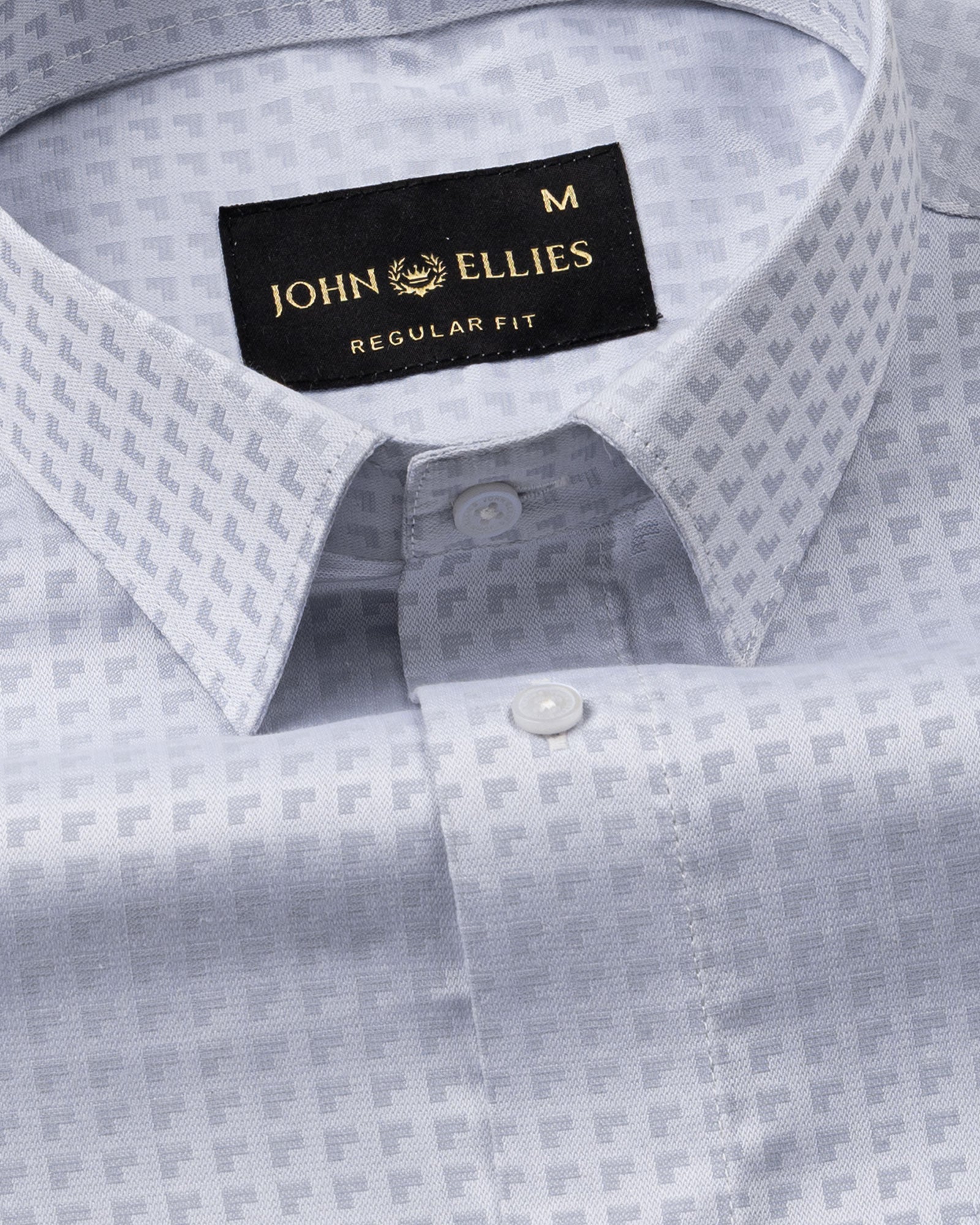 Scrawl Silver Cotton Dobby Shirt - John Ellies