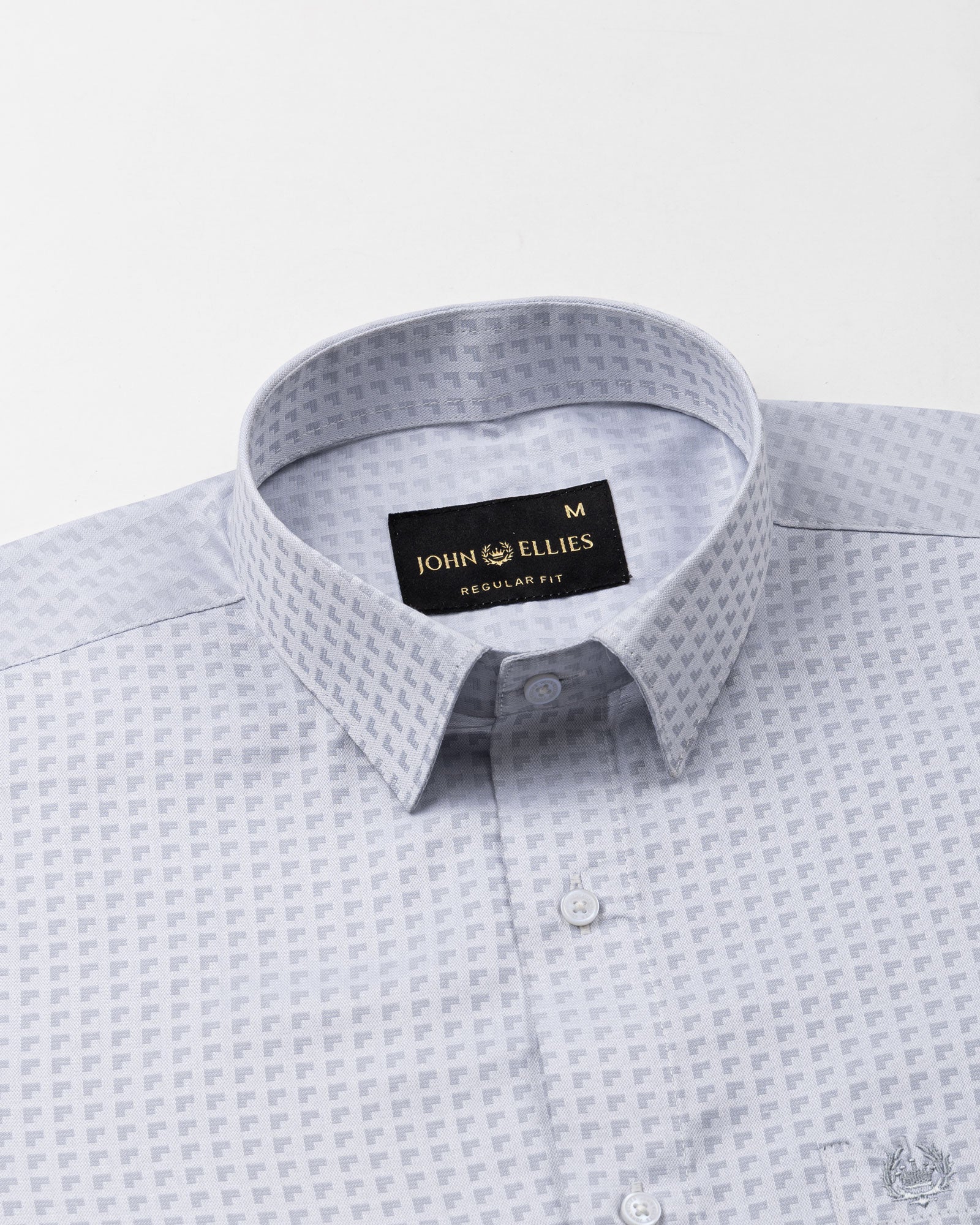 Scrawl Silver Cotton Dobby Shirt - John Ellies