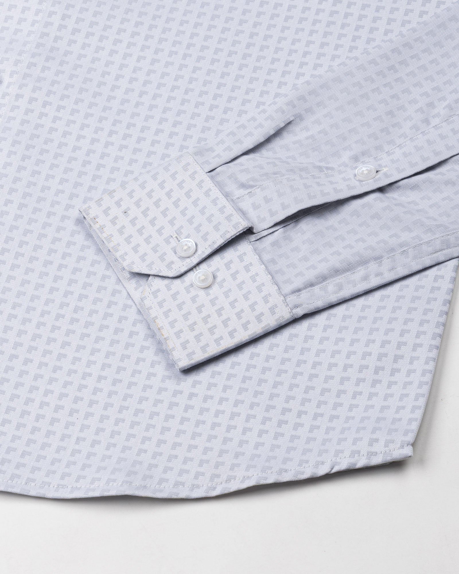 Scrawl Silver Cotton Dobby Shirt - John Ellies