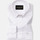 Scrawl White Cotton Dobby Shirt - John Ellies