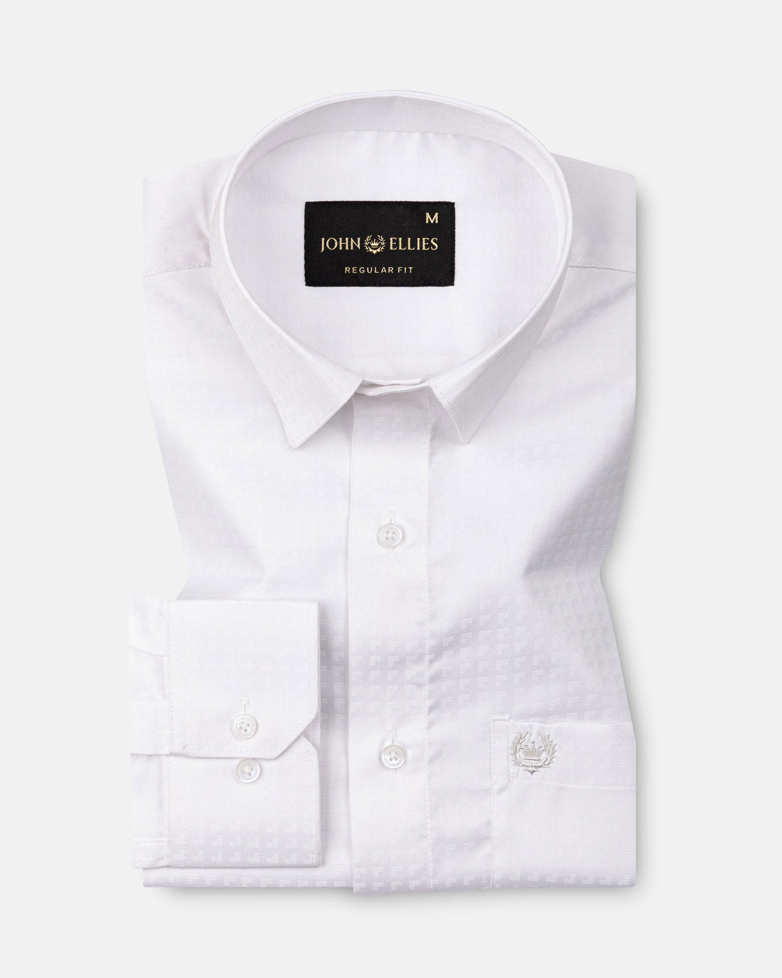 Scrawl White Cotton Dobby Shirt - John Ellies