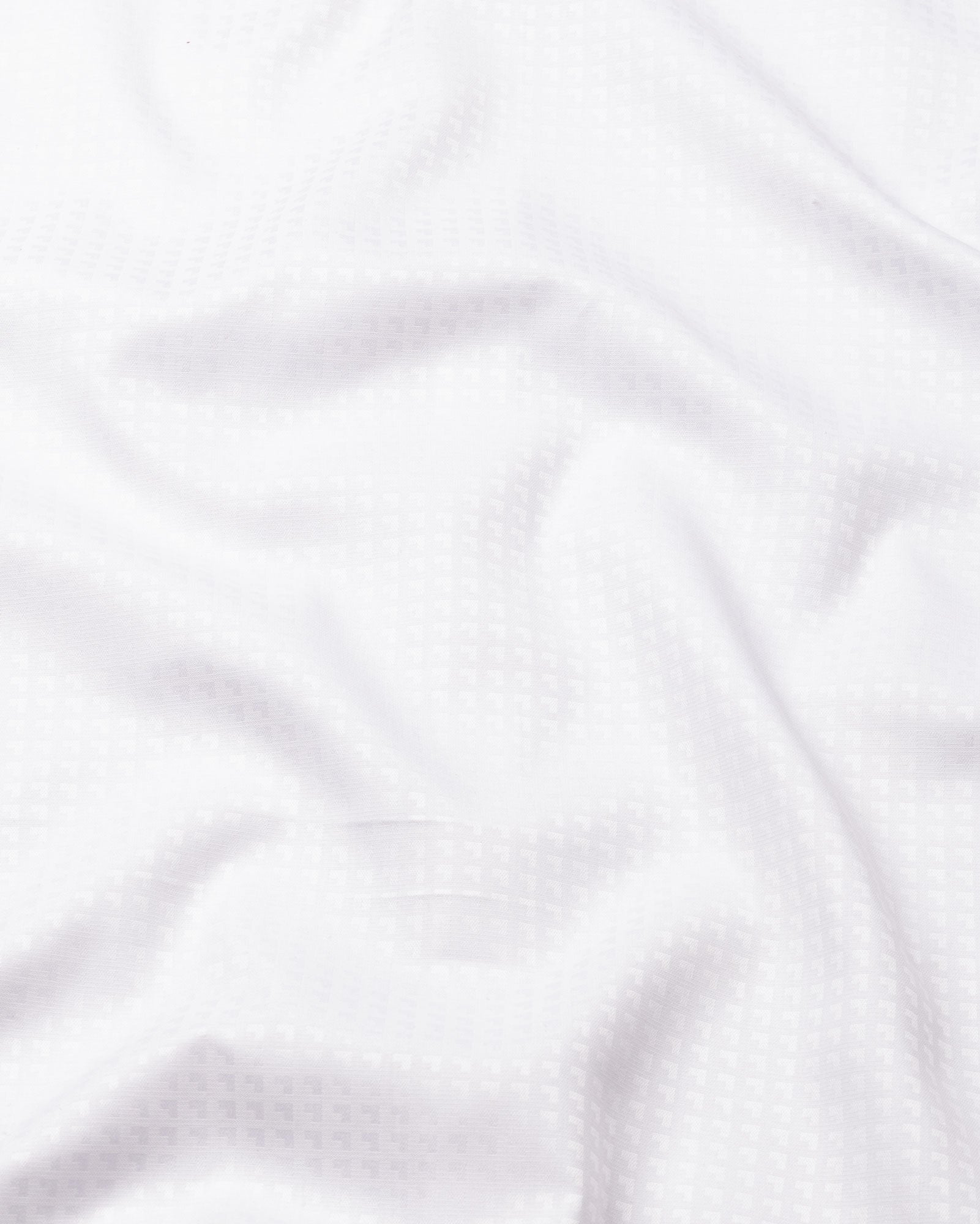 Scrawl White Cotton Dobby Shirt - John Ellies