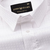 Scrawl White Cotton Dobby Shirt - John Ellies