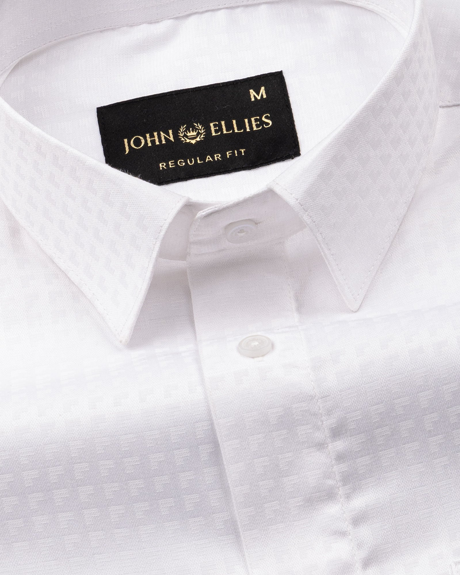 Scrawl White Cotton Dobby Shirt - John Ellies