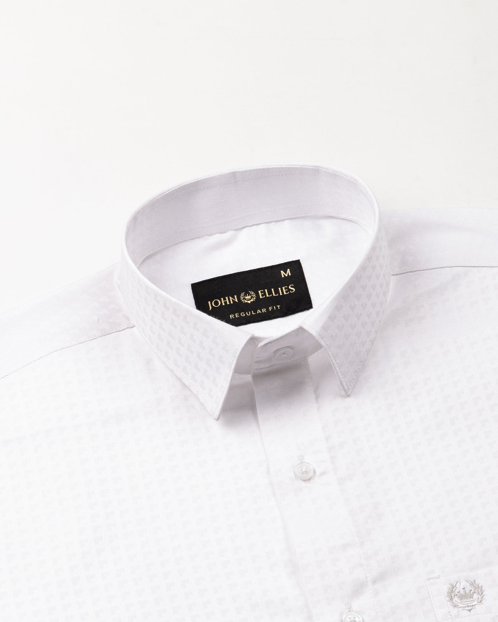 Scrawl White Cotton Dobby Shirt - John Ellies
