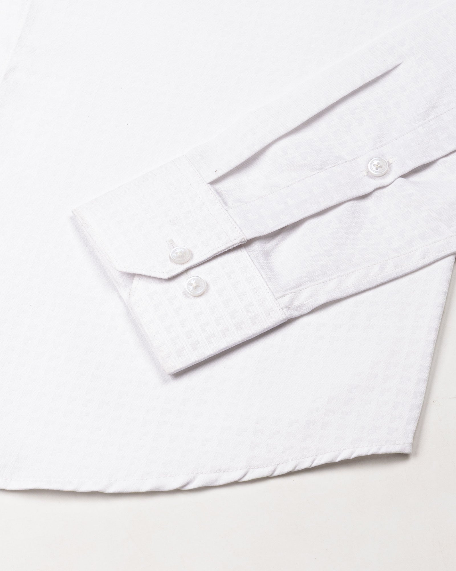 Scrawl White Cotton Dobby Shirt - John Ellies