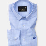 Doodle Soft Blue Cotton Check Shirt - John Ellies