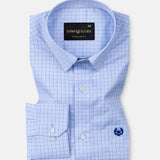 Doodle Soft Blue Cotton Check Shirt - John Ellies