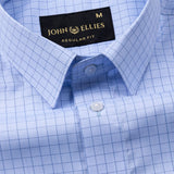 Doodle Soft Blue Cotton Check Shirt - John Ellies