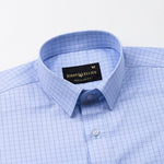 Doodle Soft Blue Cotton Check Shirt - John Ellies