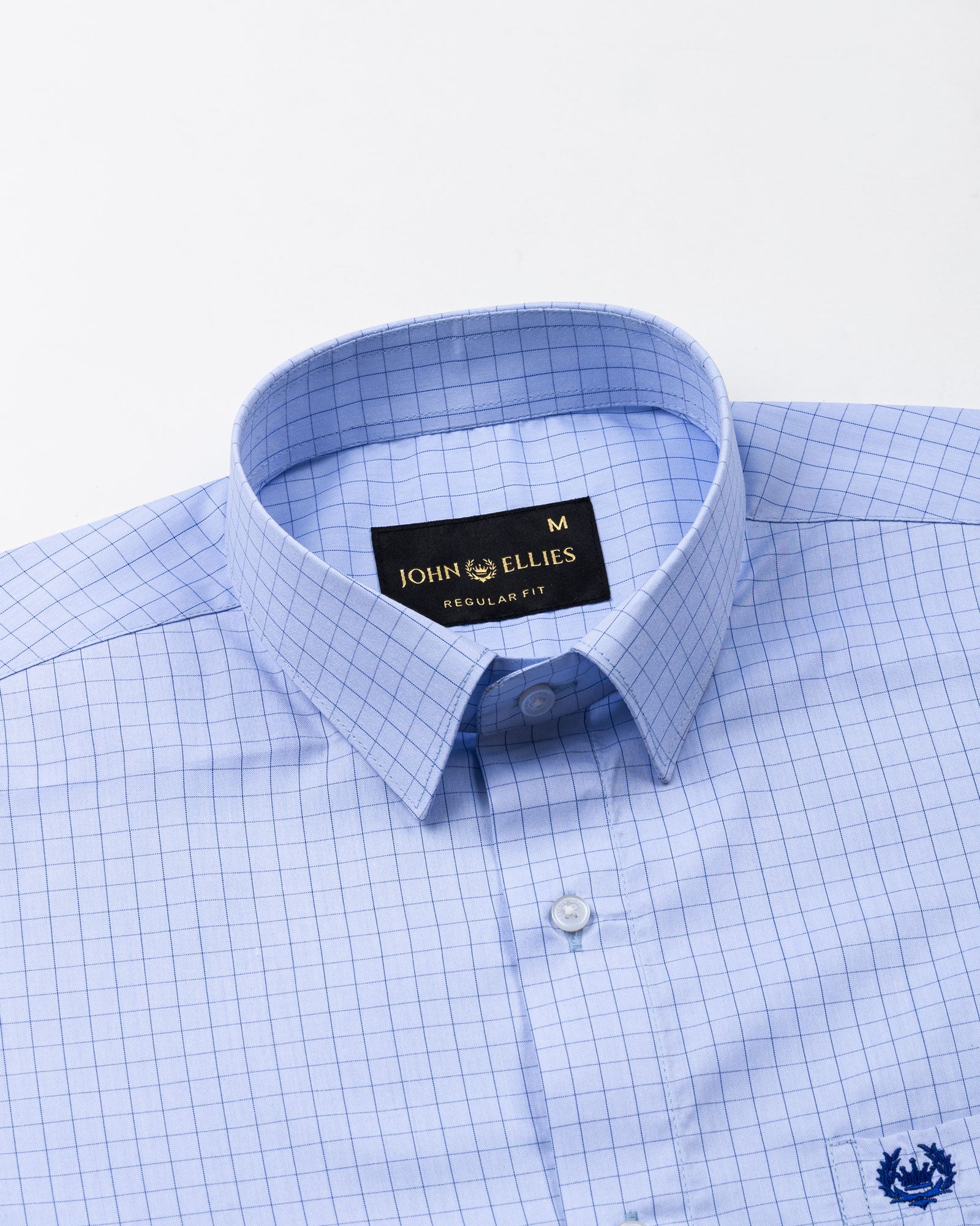 Doodle Soft Blue Cotton Check Shirt - John Ellies