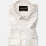 Gion Cream Stripes Linen Shirt