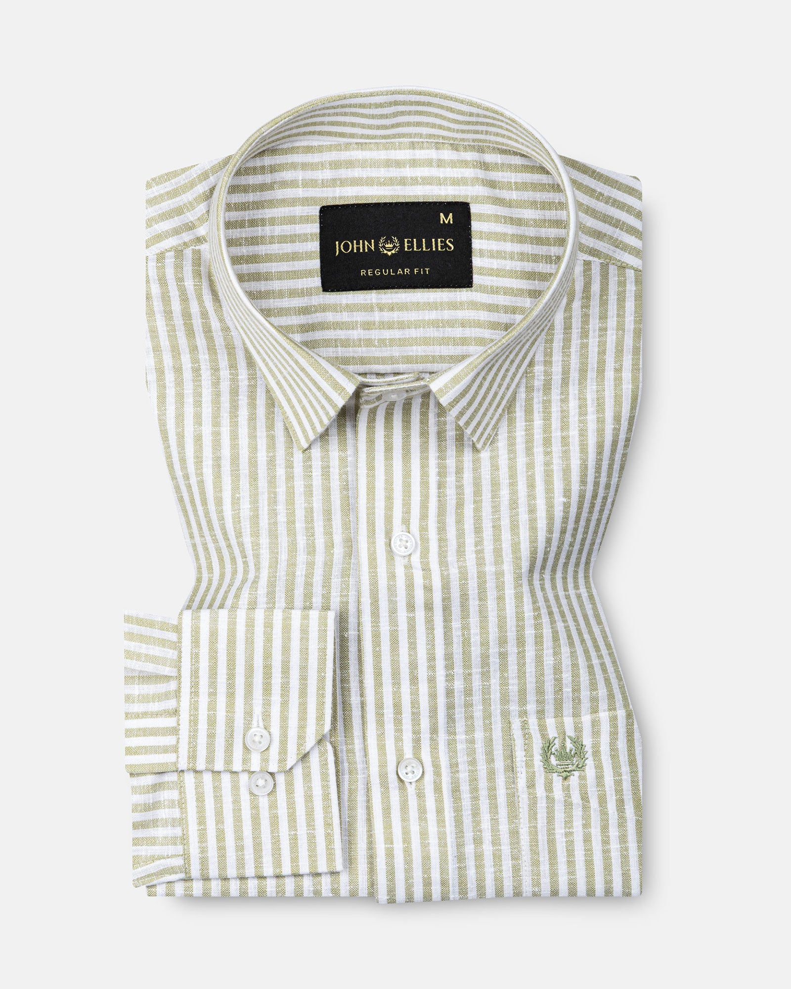 Gion Olive Stripes Linen Shirt - John Ellies
