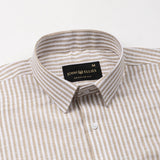Gion Brown Stripes Linen Shirt