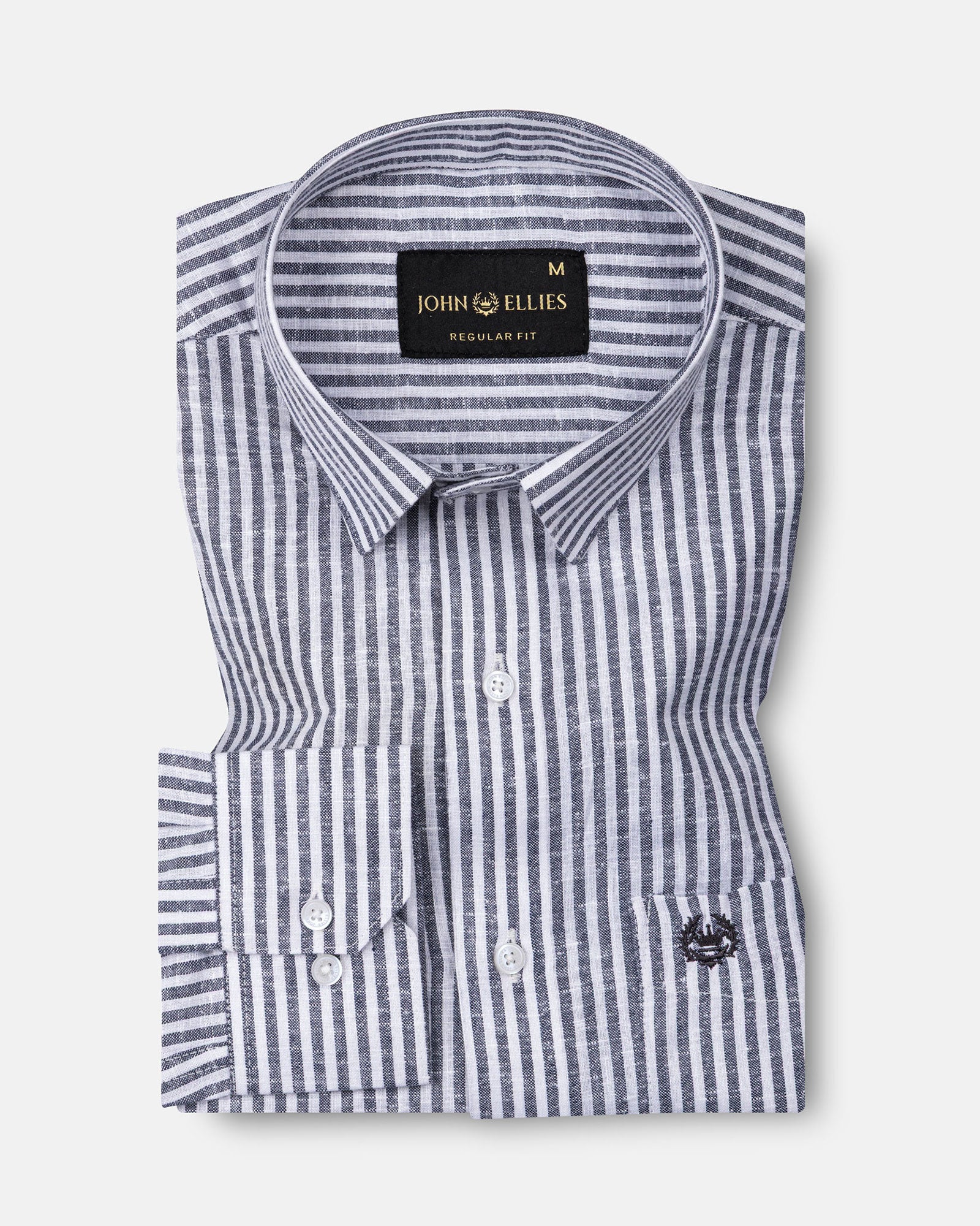 Gion Navy Blue Stripes Linen Shirt - John Ellies