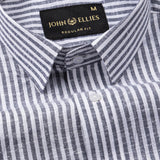 Gion Navy Blue Stripes Linen Shirt