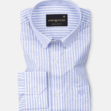 Gion Blue Stripes Linen Shirt