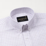 Crane Purple Check Button Down Linen Shirt