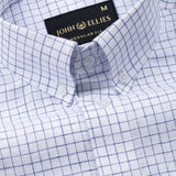 Crane Navy Blue Check Button Down Linen Shirt