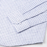 Crane Navy Blue Check Button Down Linen Shirt