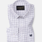 Crane Black Windowpane Check Button Down Linen Shirt