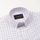 Crane Black Windowpane Check Button Down Linen Shirt