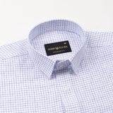 Crane Navy Blue Micro Check Button Down Linen Shirt