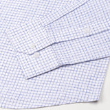 Crane Navy Blue Micro Check Button Down Linen Shirt