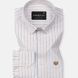 Thamiz Brown Cotton Stripes Shirt