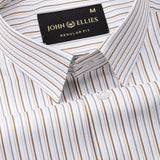 Thamiz Brown Cotton Stripes Shirt