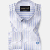 Thamiz Blue Cotton Stripes Shirt