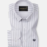 Thamiz Grey Cotton Stripes Shirt