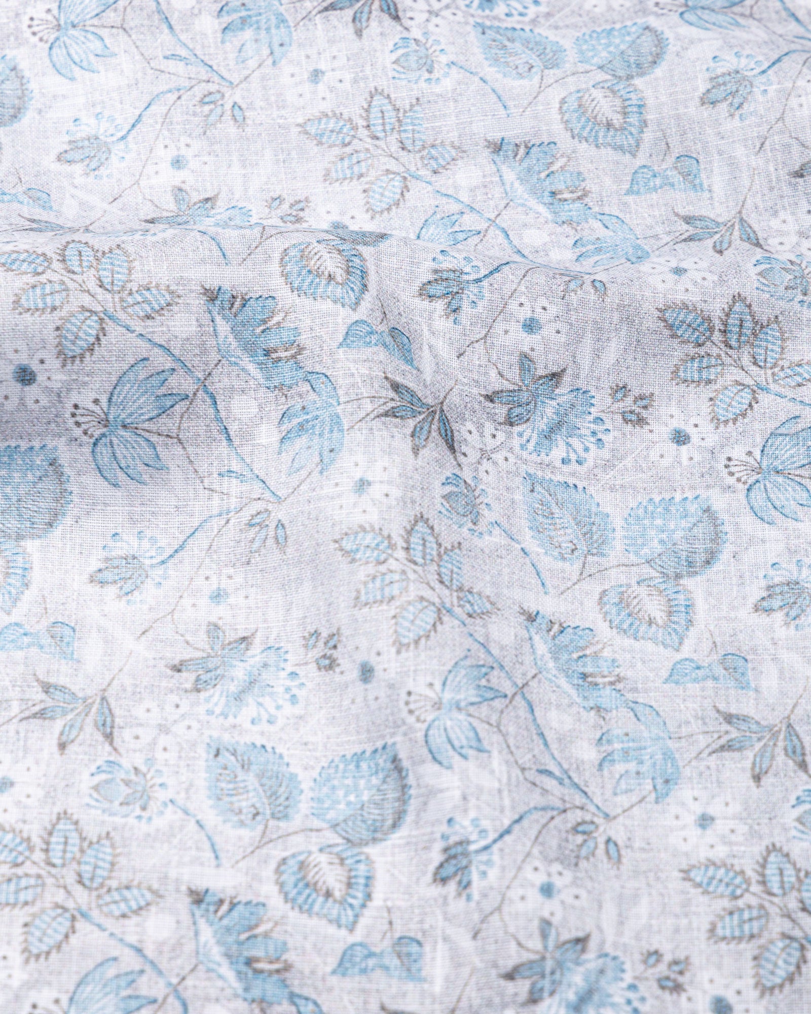 Dyncus Sky Blue Floral Printed Linen Shirt - John Ellies