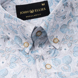 Dyncus Sky Blue Floral Printed Linen Shirt - John Ellies