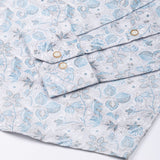 Dyncus Sky Blue Floral Printed Linen Shirt - John Ellies