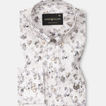 Dyncus Olive Floral Printed Linen Shirt - John Ellies