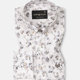 Dyncus Olive Floral Printed Linen Shirt - John Ellies
