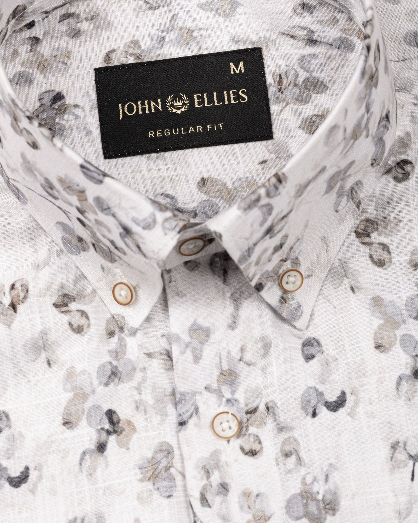 Dyncus Olive Floral Printed Linen Shirt - John Ellies