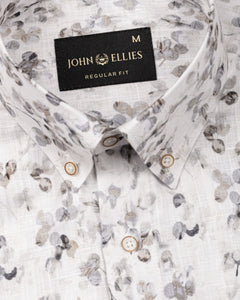 Dyncus Olive Floral Printed Linen Shirt - John Ellies