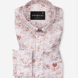 Dyncus Orange Floral Printed Linen Shirt - John Ellies
