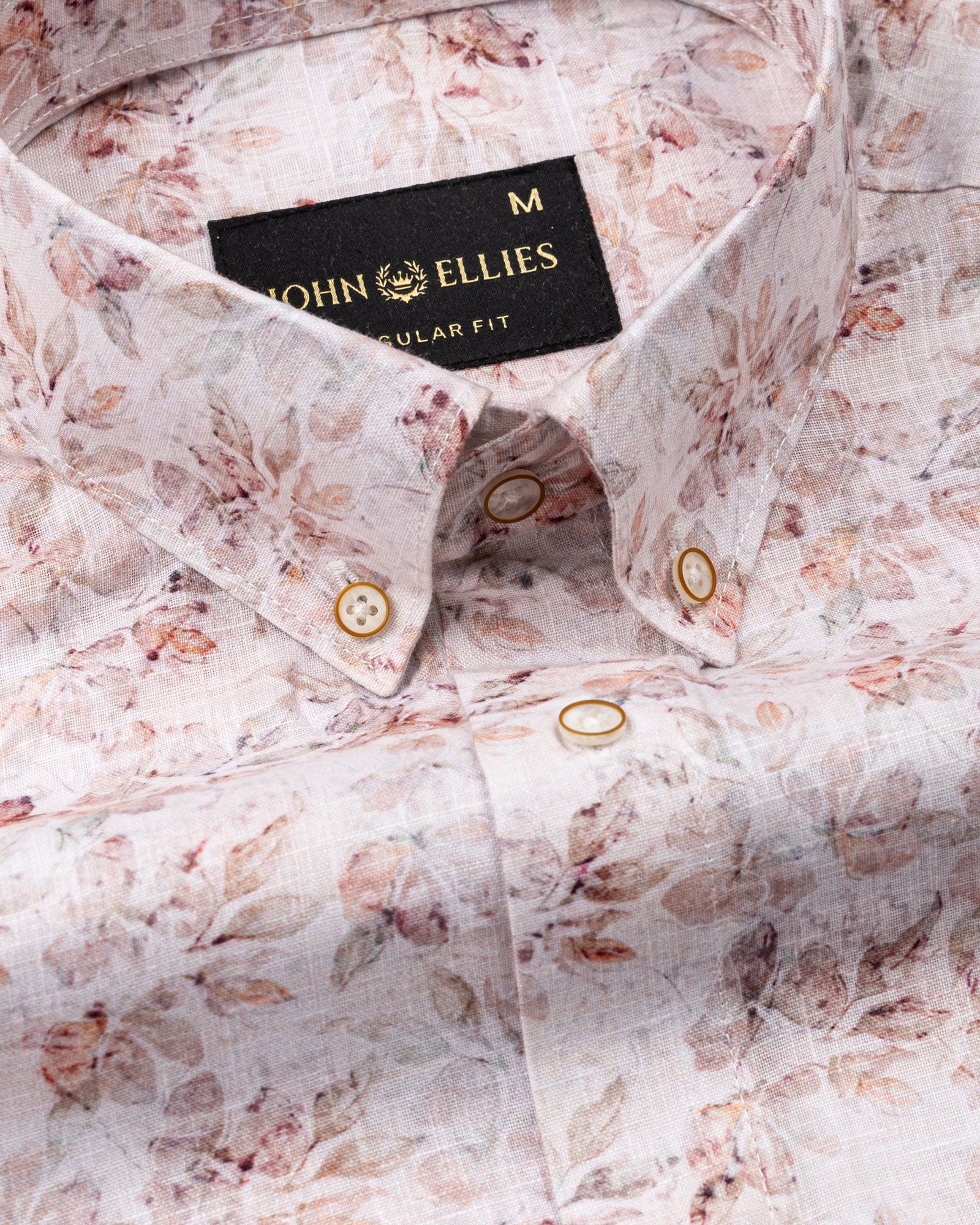 Dyncus Orange Floral Printed Linen Shirt - John Ellies