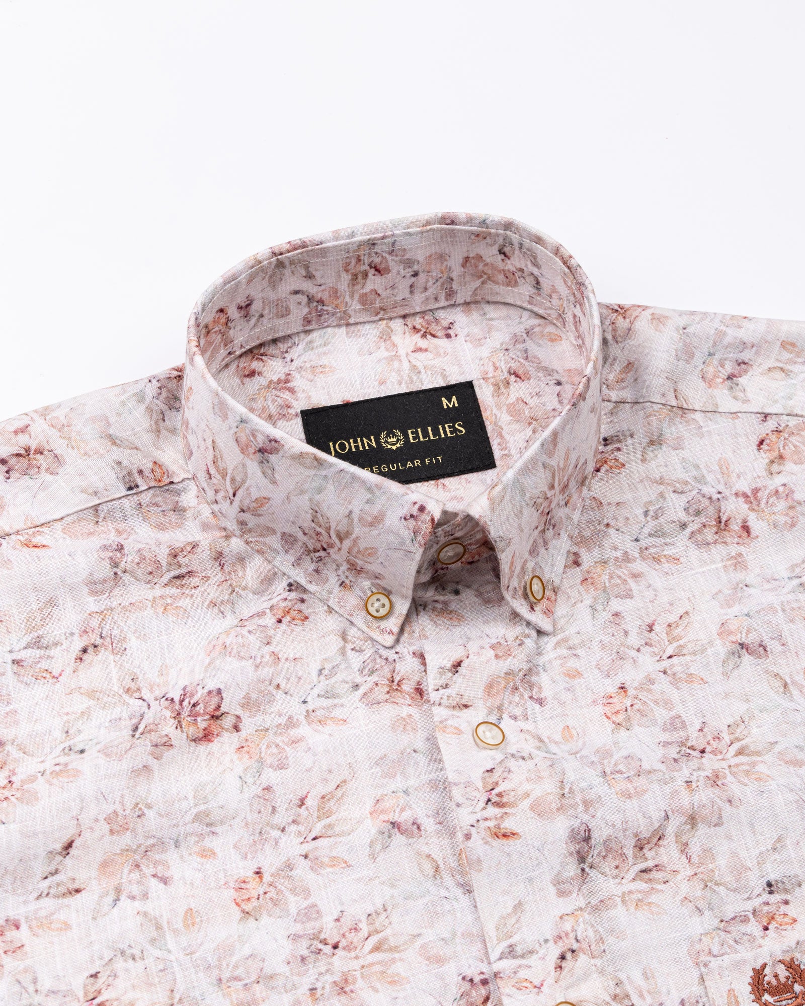 Dyncus Orange Floral Printed Linen Shirt - John Ellies