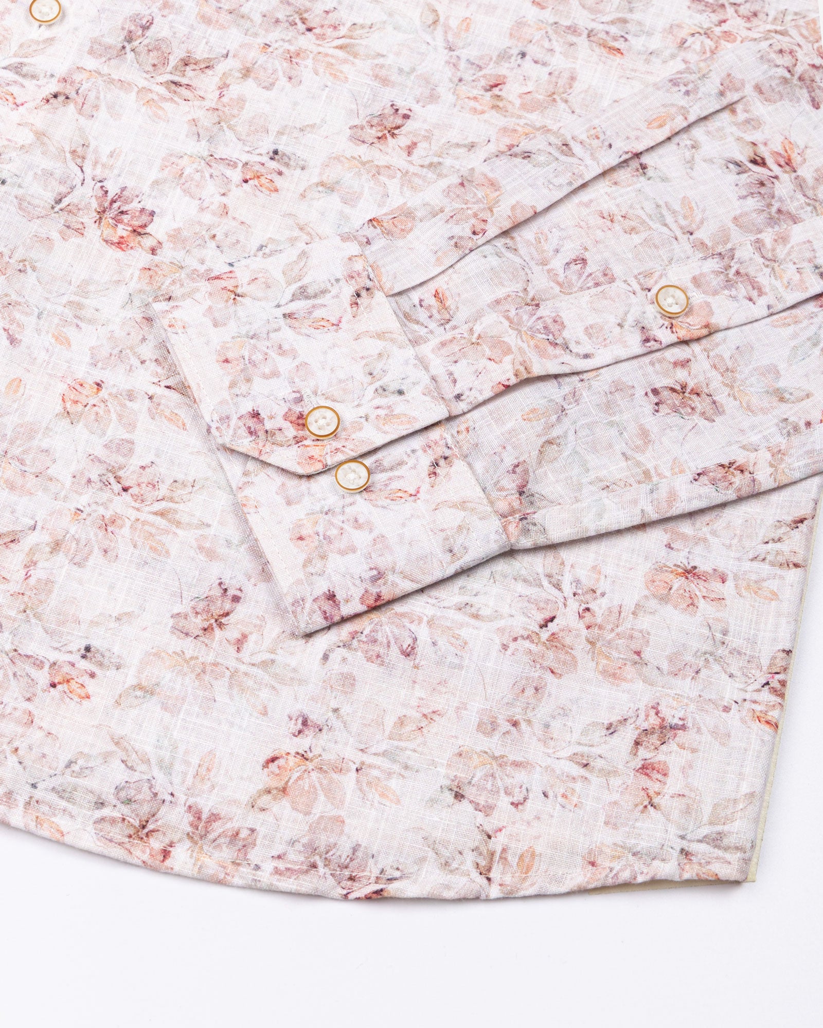 Dyncus Orange Floral Printed Linen Shirt - John Ellies